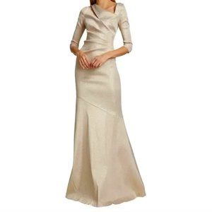 Teri Jon by Rickie Freeman Gold Metallic Gown
